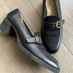 (sold) Salvatore Ferragamo leather loafer heel